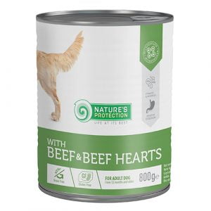 Вологий корм для дорослих собак з яловичиною і яловичим серцем Nature's Protection with Beef & Beef Hearts 800 g