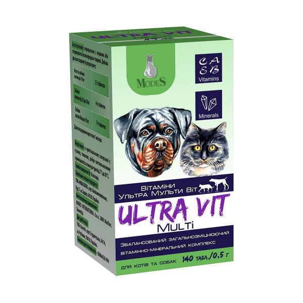 Вітаміни для котів та собак Модес Ультра Мульти Віт140 табл.по 0,5гр.