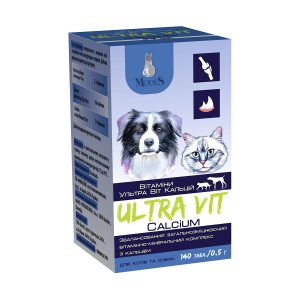 Вітаміни для котів та собак Модес Ультра Віт Кальцій 140 табл.по 0,5гр.