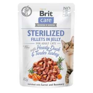 Вологий корм для кастрованих котів Brit Care Cat pouch качка та індичка в желе, 85 г