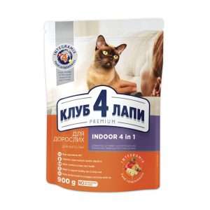 Сухий корм для котів, що живуть в приміщенні 4в1 CLUB 4 PAWS Преміум, 900г
