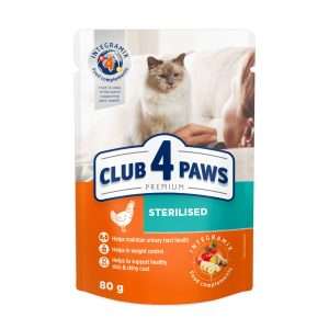 Вологий корм для стерилізованих котів CLUB 4 PAWS Преміум, 80г