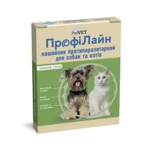 Нашийник протипаразитарний ПрофіЛайн для котів і собак 35 см (зелений)