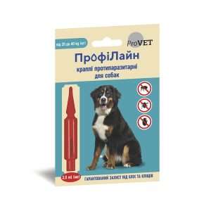 Краплі від бліх та кліщів ПрофіЛайн для собак вагою 20-40 кг 1 піпетка по 3,0 мл