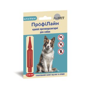 Краплі від бліх та кліщів ПрофіЛайн для собак вагою 10-20 кг 1 піпетка по 2,0 мл