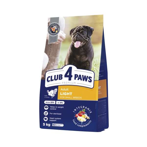 Сухий корм для собак малих порід, з високим вмістом індички, CLUB 4 PAWS Преміум, контроль ваги