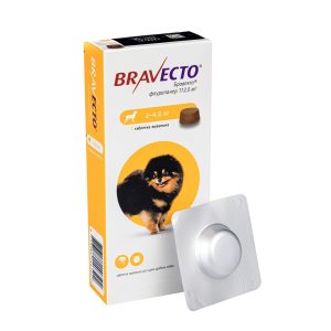 Жувальна таблетка Bravecto (Бравекто) від бліх та кліщів для собак 2-4,5кг