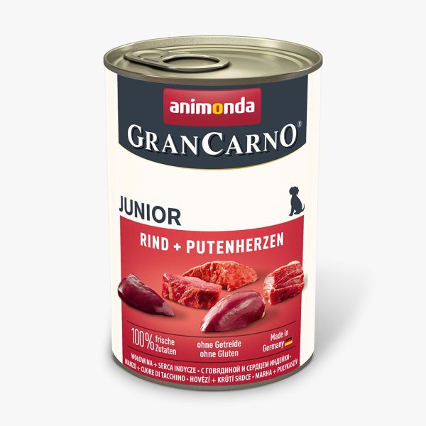 Вологий корм для цуценят Animonda GranCarno Junior Beef + Turkey hearts, 400 г