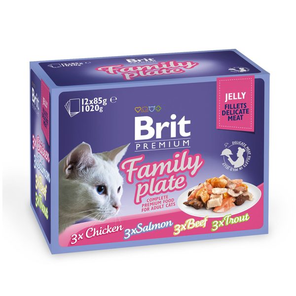 Brit Premium Cat набор паучей 12шт х 85g семейная тарелка в желе