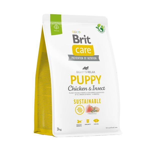 Корм для цуценят Brit Care Dog Sustainable Puppy з куркою та комахами, 3 кг