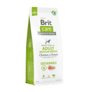 Корм для собак середніх порід Brit Care Dog Sustainable Adult Medium Breed з куркою та комахами, 12кг