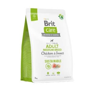 Корм для собак середніх порід Brit Care Dog Sustainable Adult Medium Breed з куркою та комахами, 3 кг