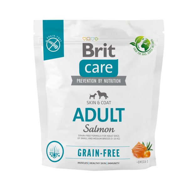Корм для собак малих і середніх порід Brit Care Dog Grain-free Adult беззерновий з лососем, 1 кг