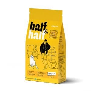 Корм сухий HalfHalf для дорослих котів із яловичиною 2 кг