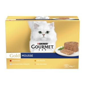 Вологий корм GOURMET Gold для дорослих котів паштет мультипак: з яловичиною 3х85г, з тунцем 3х85г, з печінкою 3х85г, з індичкою 3х85г