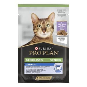 Вологий корм PRO PLAN Sterilised Senior для котів від 7 років після стерилізації шматочки у паштеті з індичкою 75 г