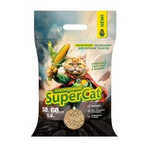 Кукурудзяний наповнювач SuperCat комкуючий для котячих туалетів, 5