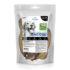 Натуральні сушені ласощі для собак Вуха яловичі сушені 700 г