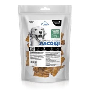 Натуральні сушені ласощі для собак Трахея яловича сушена рублена 500 г