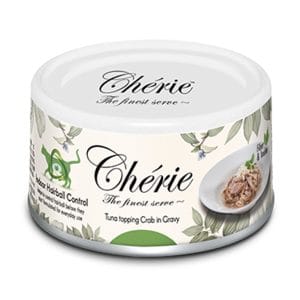 Вологий корм для котів Cherie Hairball Control зі шматочками тунця та краба у соусі, 80г