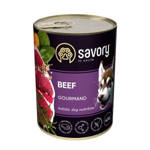 Вологий корм для дорослих собак Savory з яловичиною, 400 г