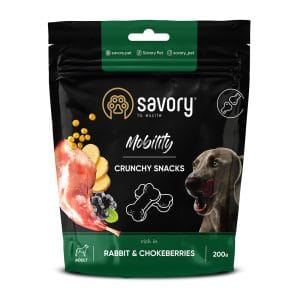 Хрусткі ласощі Savory для здоров'я кісток і суглобів собак, кролик та чорноплідна горобина