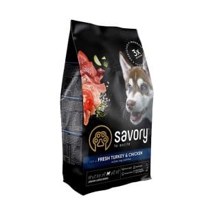 Сухий корм Savory для цуценят великих порід зі свіжим м’ясом індички та курки, 3 кг