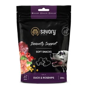 М'які ласощі Savory для зміцнення імунітету собак, качка та шипшина