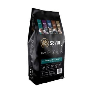 Сухий корм Savory для цуценят зі свіжим м’ясом індички та куркою, 12 кг