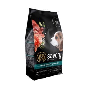 Сухий корм Savory для цуценят зі свіжим м’ясом індички та куркою, 3 кг