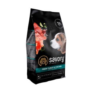 Сухий корм Savory для цуценят зі свіжим м’ясом індички та куркою, 1 кг