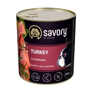 Вологий корм для дорослих собак Savory з індичкою, 800 г