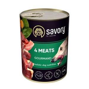 Вологий корм для дорослих собак Savory з чотирма видами м'яса, 400 г