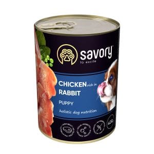 Вологий корм для цуценят Savory з кроликом і куркою, 400 г