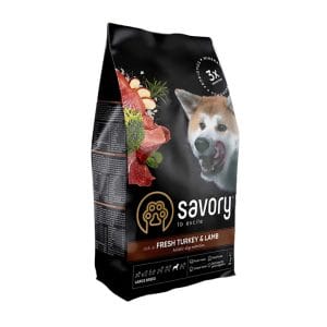 Сухий корм Savory для собак великих порід зі свіжим м’ясом індички та ягняти, 3 кг
